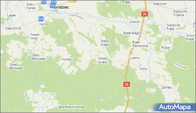 mapa Nowe Grądy, Nowe Grądy na mapie Targeo