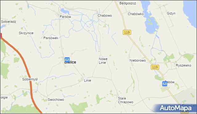 mapa Nowe Linie, Nowe Linie na mapie Targeo