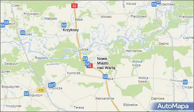 mapa Nowe Miasto nad Wartą, Nowe Miasto nad Wartą na mapie Targeo