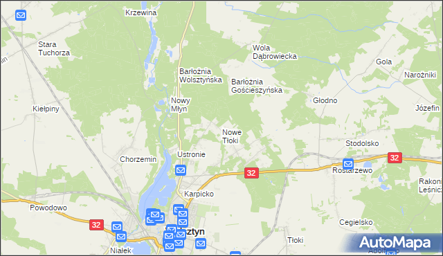 mapa Nowe Tłoki, Nowe Tłoki na mapie Targeo