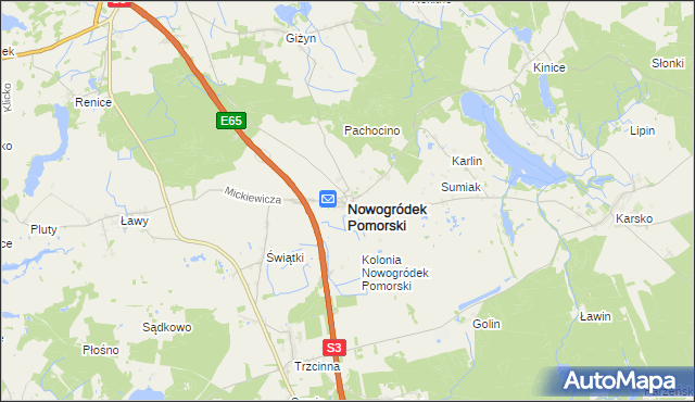 mapa Nowogródek Pomorski, Nowogródek Pomorski na mapie Targeo