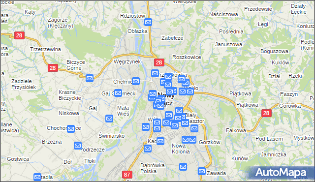 mapa Nowego Sącza, Nowy Sącz na mapie Targeo