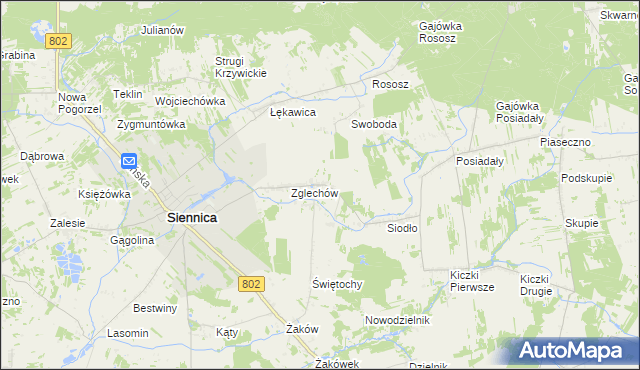 mapa Nowy Zglechów, Nowy Zglechów na mapie Targeo