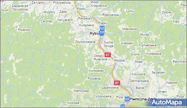 mapa Obłazy Ryterskie, Obłazy Ryterskie na mapie Targeo