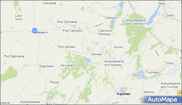 mapa Obrowo gmina Kęsowo, Obrowo gmina Kęsowo na mapie Targeo