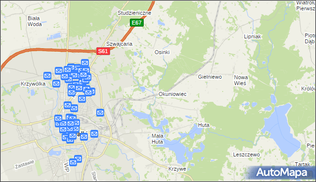 mapa Okuniowiec, Okuniowiec na mapie Targeo