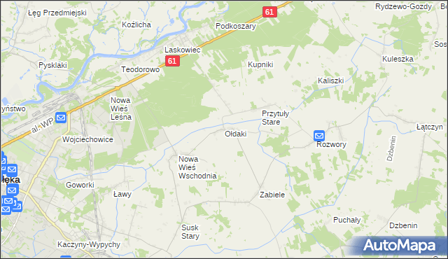 mapa Ołdaki gmina Rzekuń, Ołdaki gmina Rzekuń na mapie Targeo