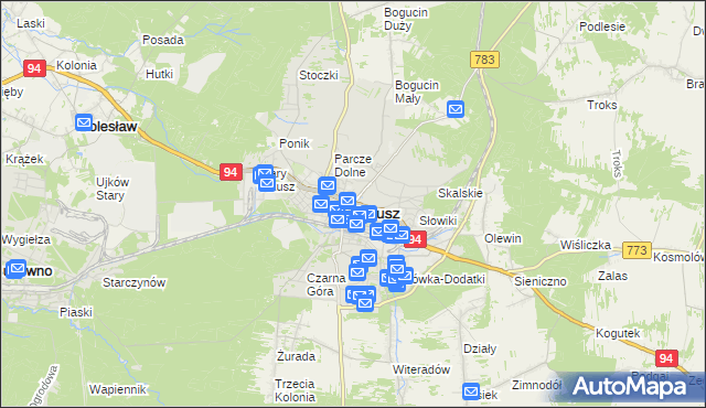 mapa Olkusz, Olkusz na mapie Targeo