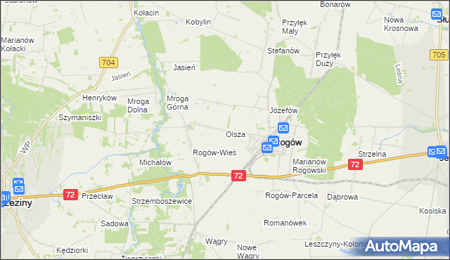 mapa Olsza gmina Rogów, Olsza gmina Rogów na mapie Targeo