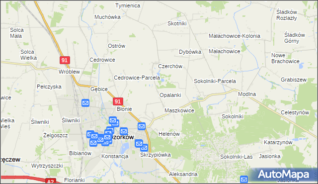 mapa Opalanki gmina Ozorków, Opalanki gmina Ozorków na mapie Targeo
