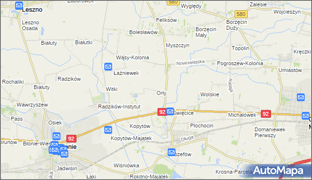 mapa Orły gmina Ożarów Mazowiecki, Orły gmina Ożarów Mazowiecki na mapie Targeo