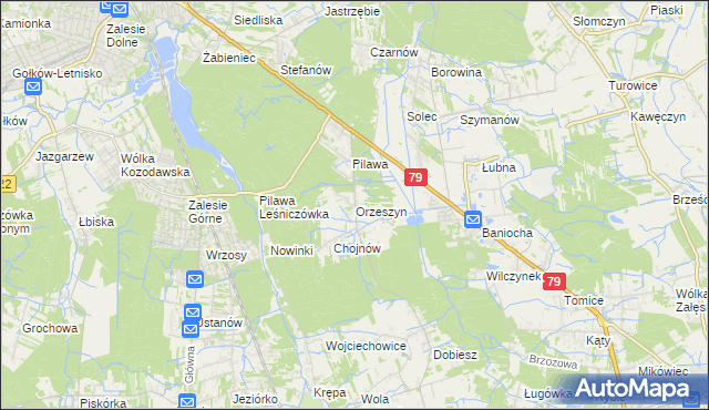 mapa Orzeszyn, Orzeszyn na mapie Targeo