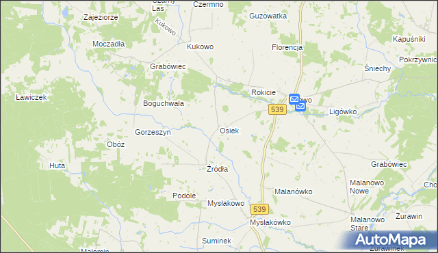 mapa Osiek gmina Mochowo, Osiek gmina Mochowo na mapie Targeo