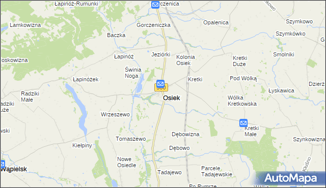 mapa Osiek powiat brodnicki, Osiek powiat brodnicki na mapie Targeo