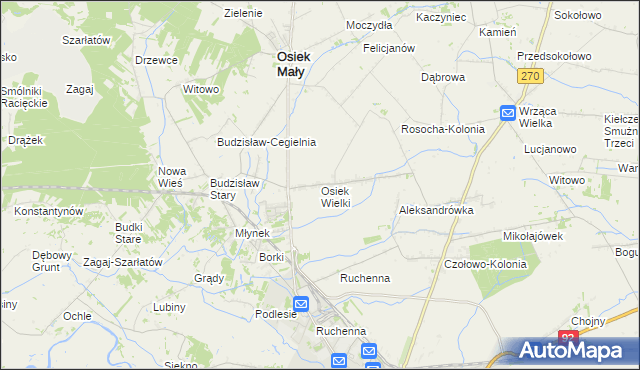 mapa Osiek Wielki gmina Osiek Mały, Osiek Wielki gmina Osiek Mały na mapie Targeo
