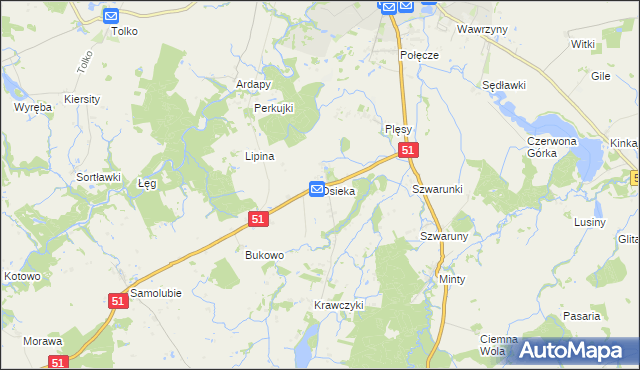 mapa Osieka, Osieka na mapie Targeo