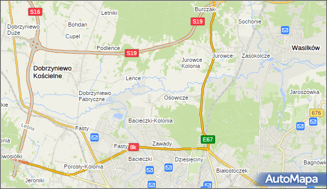 mapa Osowicze, Osowicze na mapie Targeo