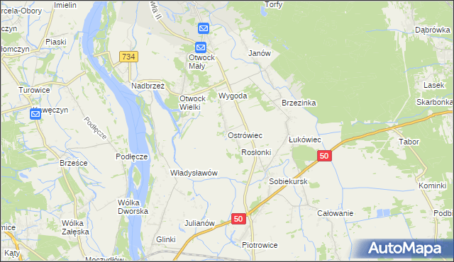 mapa Ostrówiec gmina Karczew, Ostrówiec gmina Karczew na mapie Targeo
