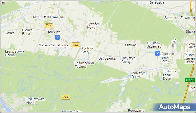 mapa Ostrożanka, Ostrożanka na mapie Targeo