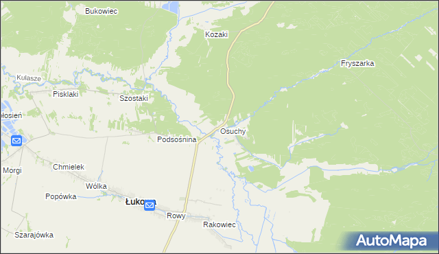 mapa Osuchy gmina Łukowa, Osuchy gmina Łukowa na mapie Targeo