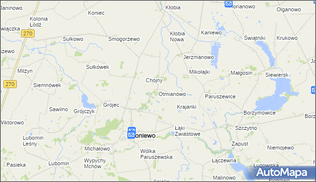 mapa Otmianowo, Otmianowo na mapie Targeo