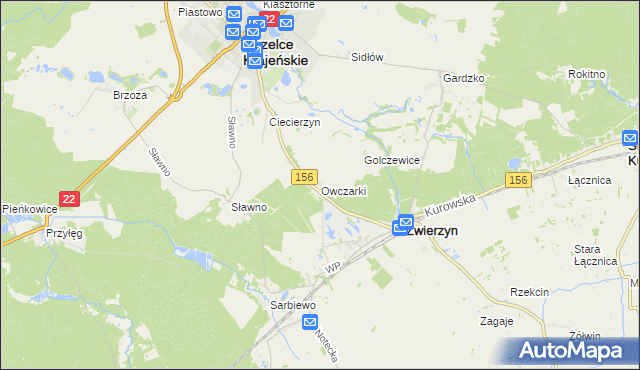 mapa Owczarki gmina Zwierzyn, Owczarki gmina Zwierzyn na mapie Targeo