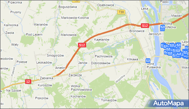 mapa Pachnowola, Pachnowola na mapie Targeo