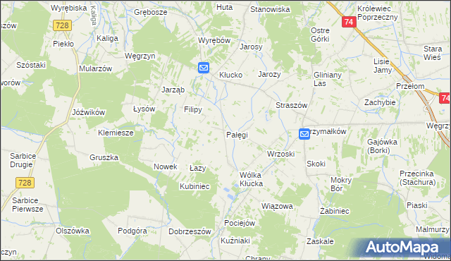 mapa Pałęgi, Pałęgi na mapie Targeo
