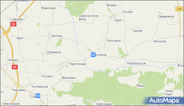 mapa Parchanie, Parchanie na mapie Targeo