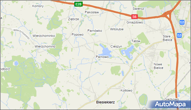 mapa Parnowo, Parnowo na mapie Targeo