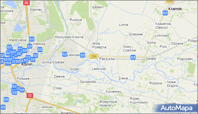 mapa Patrzyków gmina Kramsk, Patrzyków gmina Kramsk na mapie Targeo
