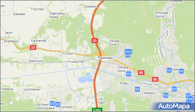 mapa Pawłówek gmina Sicienko, Pawłówek gmina Sicienko na mapie Targeo