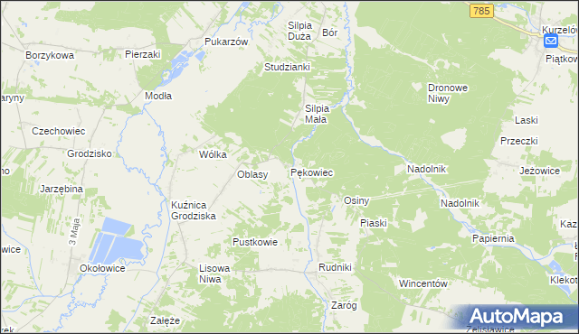 mapa Pękowiec, Pękowiec na mapie Targeo