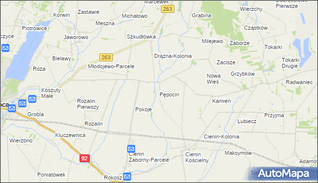 mapa Pępocin, Pępocin na mapie Targeo