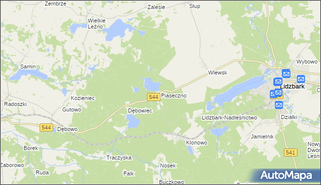 mapa Piaseczno gmina Lidzbark, Piaseczno gmina Lidzbark na mapie Targeo