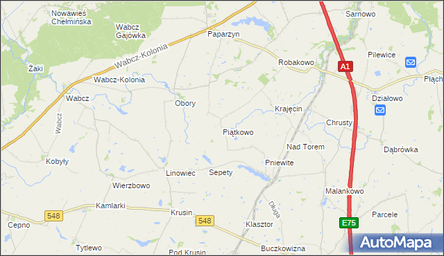 mapa Piątkowo gmina Lisewo, Piątkowo gmina Lisewo na mapie Targeo