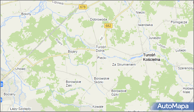 mapa Piećki, Piećki na mapie Targeo