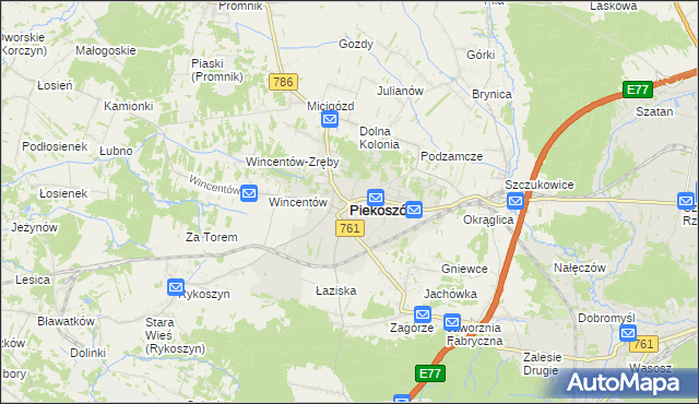 mapa Piekoszów, Piekoszów na mapie Targeo