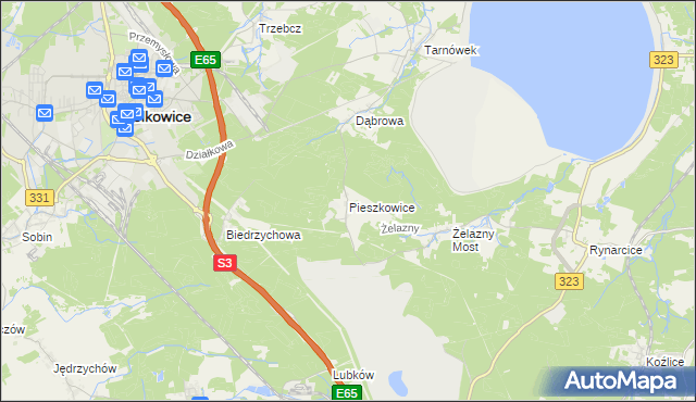 mapa Pieszkowice, Pieszkowice na mapie Targeo