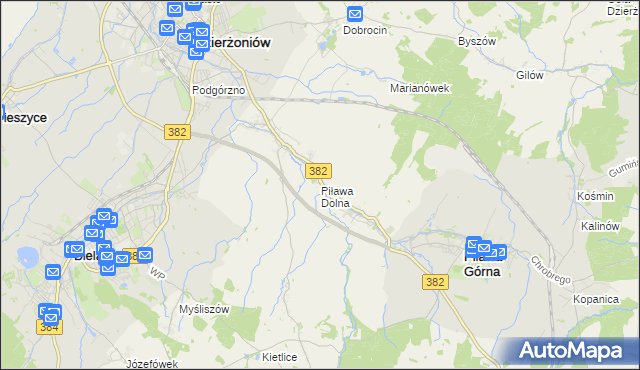 mapa Piława Dolna, Piława Dolna na mapie Targeo