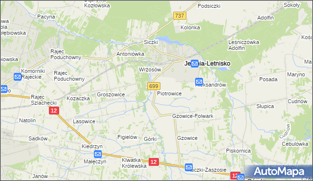 mapa Piotrowice gmina Jedlnia-Letnisko, Piotrowice gmina Jedlnia-Letnisko na mapie Targeo
