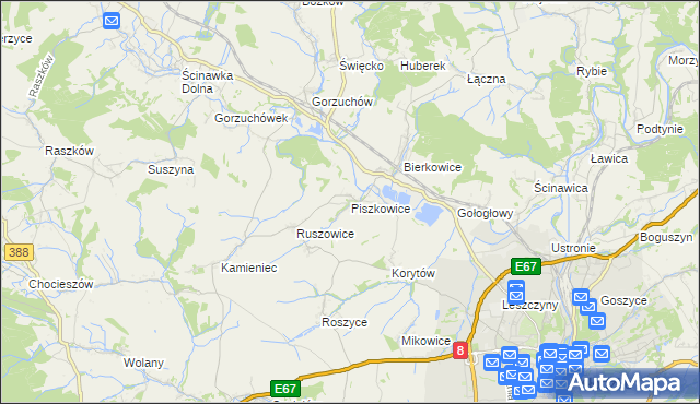 mapa Piszkowice, Piszkowice na mapie Targeo
