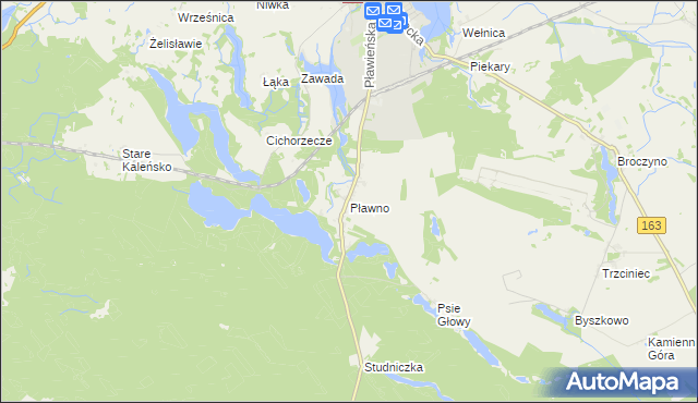 mapa Pławno gmina Czaplinek, Pławno gmina Czaplinek na mapie Targeo