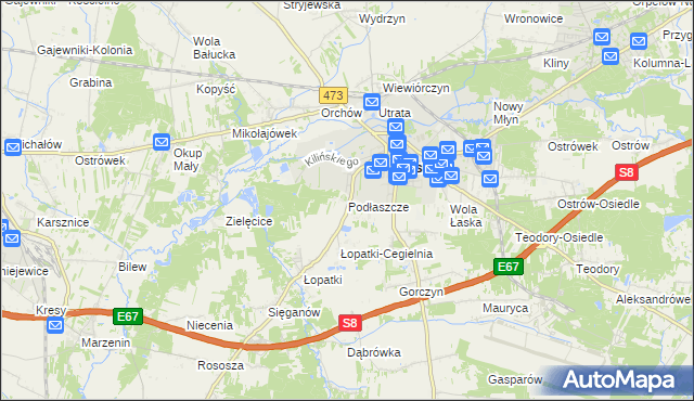 mapa Podłaszcze, Podłaszcze na mapie Targeo