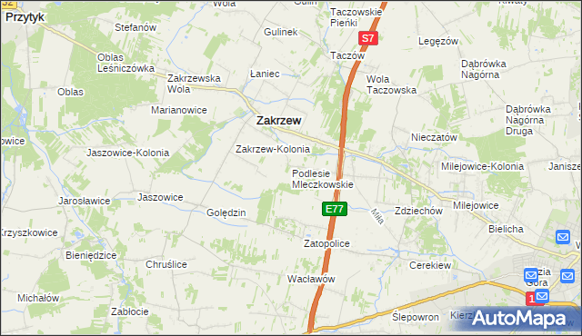 mapa Podlesie Mleczkowskie, Podlesie Mleczkowskie na mapie Targeo