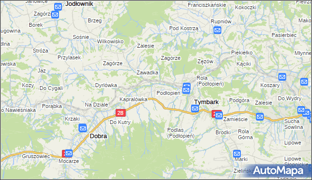 mapa Podłopień, Podłopień na mapie Targeo