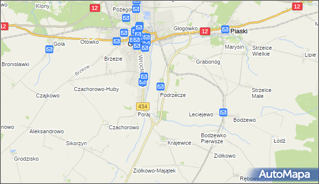 mapa Podrzecze gmina Piaski, Podrzecze gmina Piaski na mapie Targeo