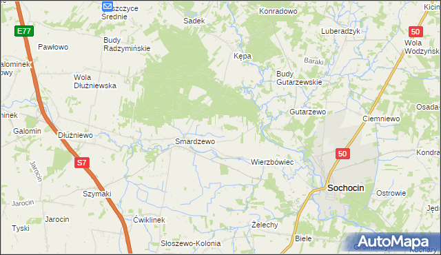 mapa Podsmardzewo, Podsmardzewo na mapie Targeo