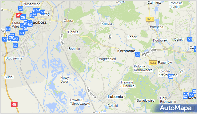 mapa Pogrzebień, Pogrzebień na mapie Targeo
