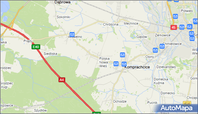 mapa Polska Nowa Wieś, Polska Nowa Wieś na mapie Targeo